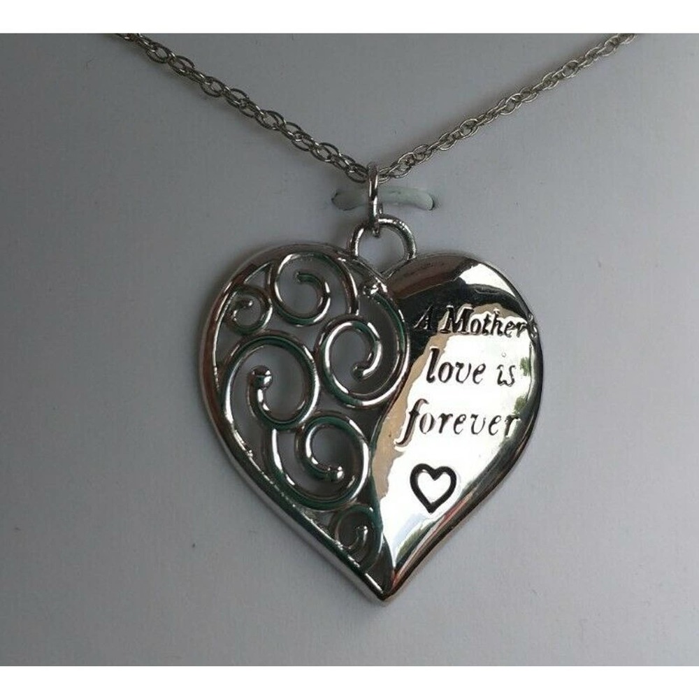 Sterling Silver Mother Love Heart Pendant necklace BRILLIANCE FINE JEWELRY